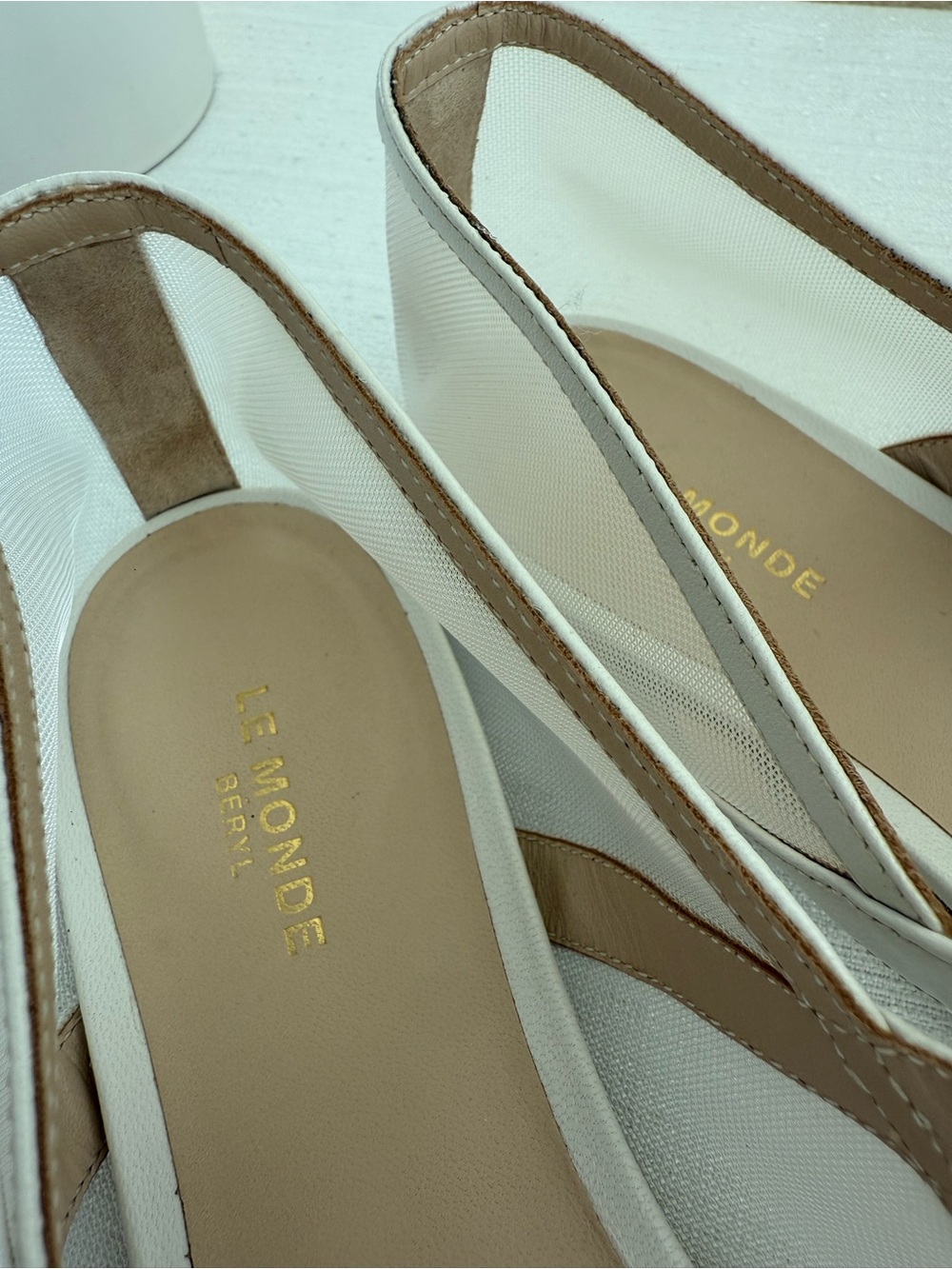 Le Monde Beryl Women's Beige Mary Jane Slingback Flats - Picture 11 of 13